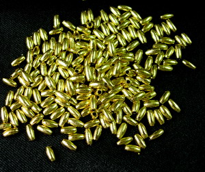 BA01 Oval Rice Bead Metallic Gold Plated Beaded 3x6mm 10gm