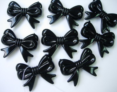 BK10 Big Ribbon Bow Acrylic Charm Black x4 BK10 Big Ribbon Bow Acrylic Charm Black x4