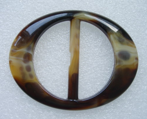 LU01 Tortoise Lucite Belt Buckle "OVAL" for Ribbon Belt Strap