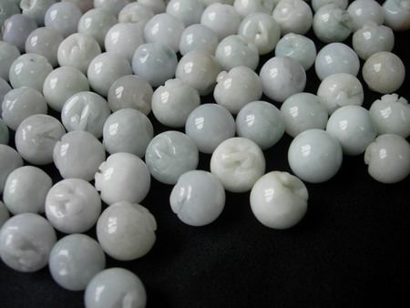 BZ39 13mm Natural Jade Button Ball Knots 10pcs