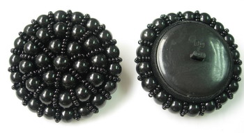 BT01 Black Dome Beaded Button Big Size