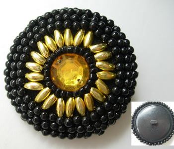 BT18 Beaded Gem Dome Button Black Gold BT18 Beaded Gem Dome Button Black Gold