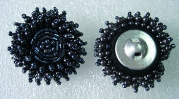 BT36 Layered Beaded Dome Button Black