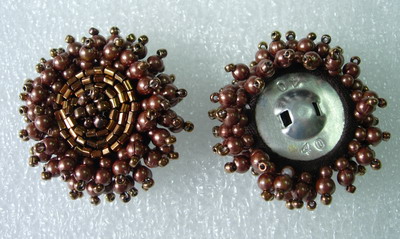 BT37 Layered Beaded Dome Button Brown