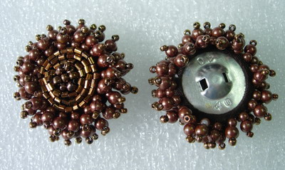 BT37 Layered Beaded Dome Button Brown - Click Image to Close