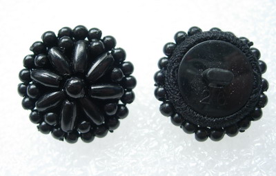 BT45 21mm Beaded Dome Button Knot Black - Click Image to Close