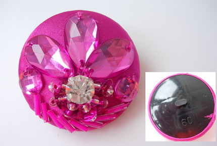 BT50 38mm Rhinestones Dome Button Knot Fuchsia