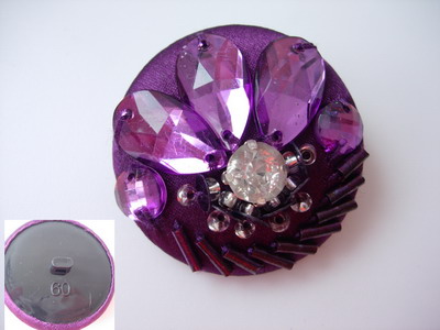 BT51 38mm Rhinestones Dome Button Knot Purple - Click Image to Close