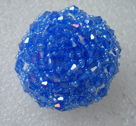 BT57 42mm Aqua Crystal Beaded Dome Button Handmade Knots