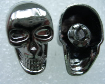 BZ14 15mm Punk Skull Metal Buttons Knots Shank Gun-Black 4pcs