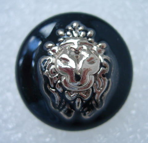 BZ29 24mm Lion Head Enamel Buttons Gold Black 4pcs