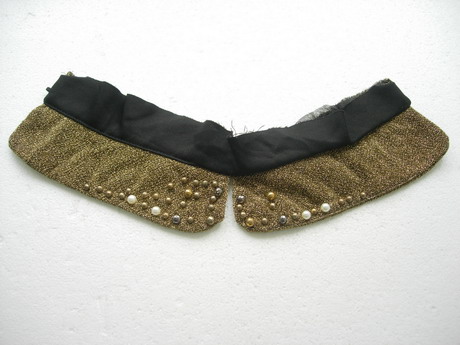 FN232 Gold Trimming Fabric Beaded Collar Applique