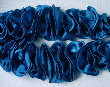 FT12 Satin Exaggerated Ruffled Rosette Banding Edging A.Blue 1yd FT12 Satin Exaggerated Ruffled Rosette Banding Edging A.Blue 1yd