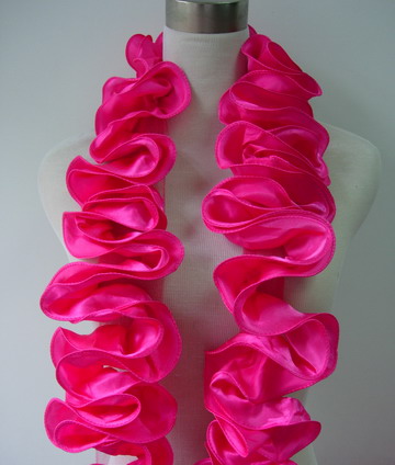 FT14 Satin Exaggerated Ruffled Rosette Banding Edging Fuchsi 1yd - Click Image to Close