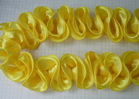 FT18 Satin Exaggerated Ruffled Rosette Banding Edging Yellow 1yd FT18 Satin Exaggerated Ruffled Rosette Banding Edging Yellow 1yd