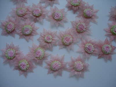 RZ73-3 Light Salmon Organza Chrysanthemum Flower Applique 30pcs RZ73-3 Light Salmon Organza Chrysanthemum Flower Applique 30pcs