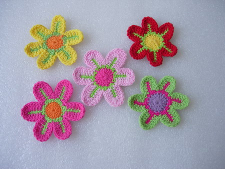 CR11-11 Crochet Flower Applique Motif Assorted 10pcs - Click Image to Close