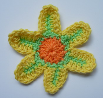 CR11-5 Crochet Flower Applique Motif Yellow 10pcs - Click Image to Close