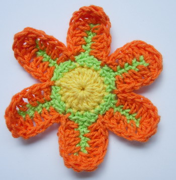 CR11-6 Crochet Flower Applique Motif Orange 10pcs - Click Image to Close