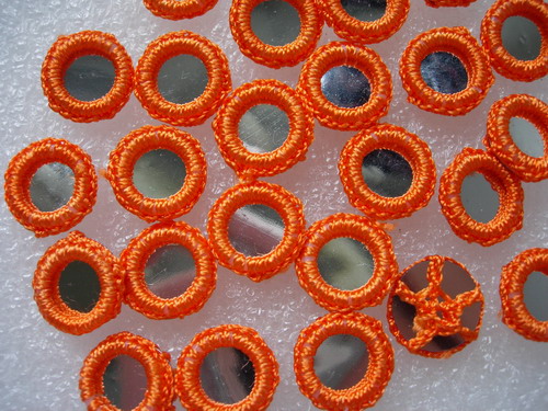 CR26-11 Gypsy Boho Ethnic Crochet Mirror Applique Orange x30