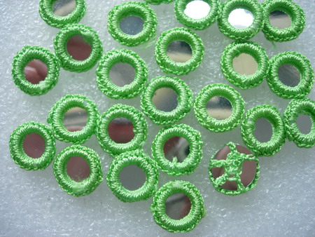 CR26-6 Gypsy Boho Ethnic Crochet Knit Mirror Applique Lime x30 CR26-6 Gypsy Boho Ethnic Crochet Knit Mirror Applique Lime x30