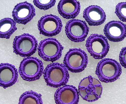 CR26-8 Gypsy Boho Ethnic Crochet Knit Mirror Applique Purple x30 CR26-8 Gypsy Boho Ethnic Crochet Knit Mirror Applique Purple x30