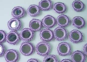 CR26-9 Gypsy Boho Ethnic Crochet Mirror Applique Lavender x30 CR26-9 Gypsy Boho Ethnic Crochet Mirror Applique Lavender x30