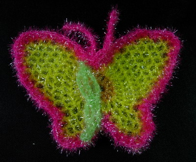 CR46 Crochet Fur Metallic Trims Yarn Applique Butterfly x4 - Click Image to Close