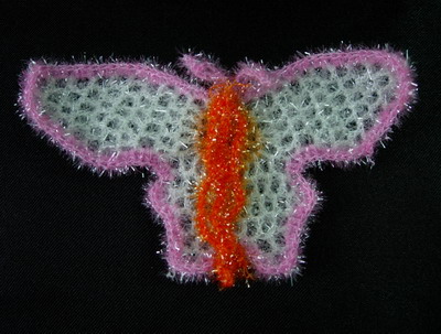 CR47 Fun Fur Metallic Trims Yarn Crochet Applique Butterfly x4 - Click Image to Close