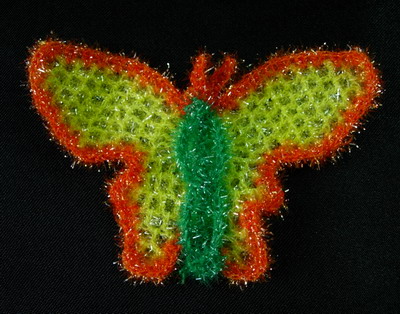 CR48 Fun Fur Metallic Trims Yarn Crochet Applique Butterfly x4 - Click Image to Close