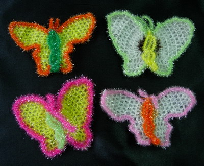 CR50 Crochet Fur Metallic Trims Yarn Applique Butterfly Mix.4