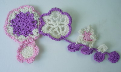 CR68 Colorful Crochet Chain Flowers Applique Sewing/Trim - Click Image to Close