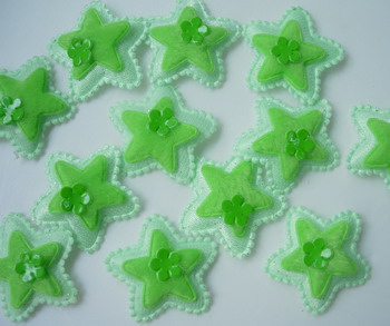 RZ57 Padded Velvet Applique Star Flower Green x24 RZ57 Padded Velvet Applique Star Flower Green x24