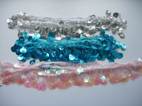 FR129 Shell Paillette Beaded Fringe 3Colors Assorted 6yards FR129 Shell Paillette Beaded Fringe 3Colors Assorted 6yards