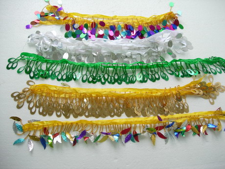 FR131 Multicolor Paillette Beaded Fringe Assorted 9yards FR131 Multicolor Paillette Beaded Fringe Assorted 9yards