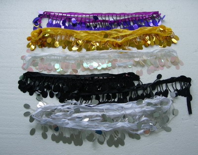 FR134 Oval Paillette Bead Fringe Multicolored Assorted 10yards FR134 Oval Paillette Bead Fringe Multicolored Assorted 10yards