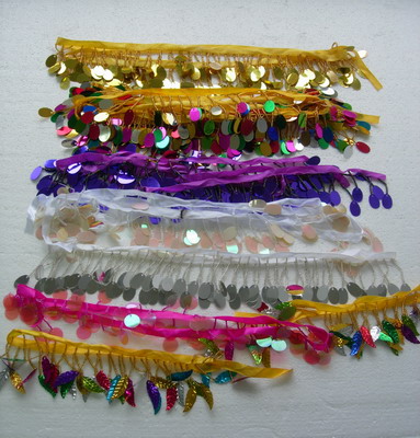 FR135 Oval Paillette Bead Fringe Multicolored Assorted 10yards FR135 Oval Paillette Bead Fringe Multicolored Assorted 10yards