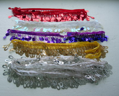 FR136 Oval Paillette Bead Fringe Multicolored Assorted 12yards FR136 Oval Paillette Bead Fringe Multicolored Assorted 12yards