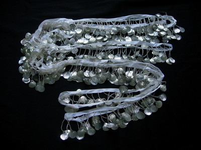 FR137 Shell Paillette Bead Fringe Silver 6yards FR137 Shell Paillette Bead Fringe Silver 6yards