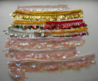 FR138 Shell & Oval Paillette Bead Fringe Multicolor Assort 9y FR138 Shell & Oval Paillette Bead Fringe Multicolor Assort 9y