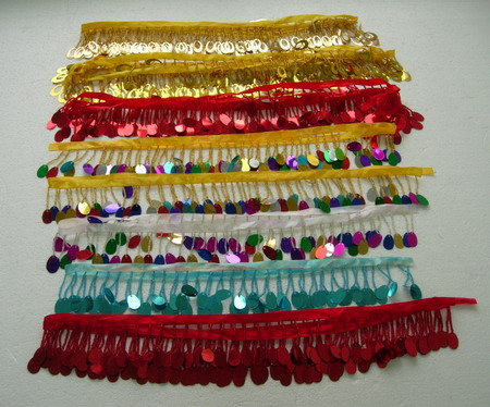 FR139 Oval Paillette Bead Fringe Multicolored Assorted 10yards FR139 Oval Paillette Bead Fringe Multicolored Assorted 10yards
