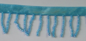 FR43 Aqua Blue Bead Fringe 10yds