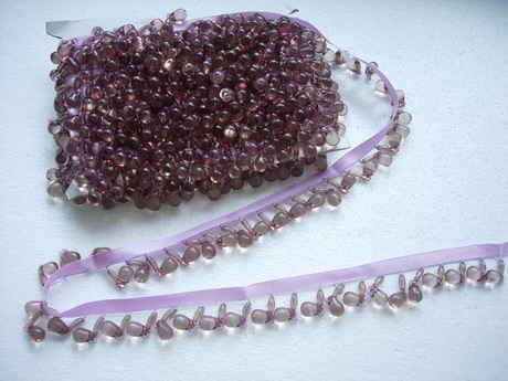 FR66 Burgundy Grape Teardrop Beaded Fringe for Lampshade/Curtain