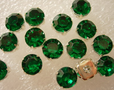 RM40 SS38 8mm Green Acrylic Round Gemstones with Setting x20 - Click Image to Close