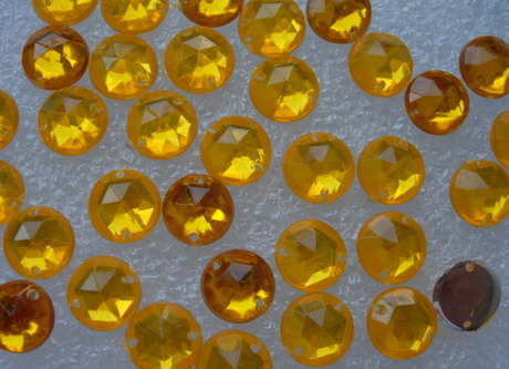 RA27 9mm Gold Amber Acrylic Round Gemstones Sew-On Gems 30pcs - Click Image to Close