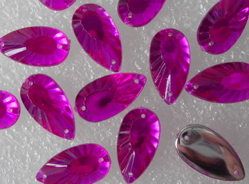 RA62 11x21mm Fuchsia Teardrop Acrylic Gemstones Holes Sew-On 30