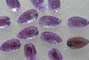 RA64 11x21mm Lavender Teardrop Acrylic Gemstones Holes Sew-On 30