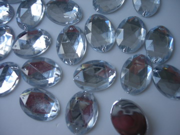RA75 18x25mm Clear Faceted Oval Acrylic Gemstones w/Holes 20