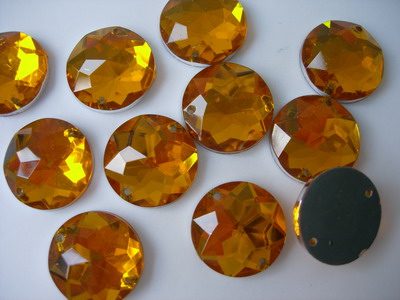RA80 18mm Gold Acrylic Round Gemstones Gems Sew On 20pcs