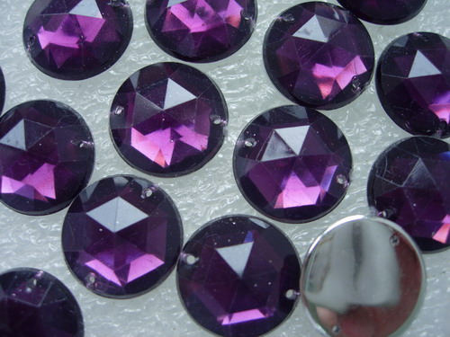 RA82 18mm Purple Acrylic Round Gemstones Gems Sew On 20pcs - Click Image to Close